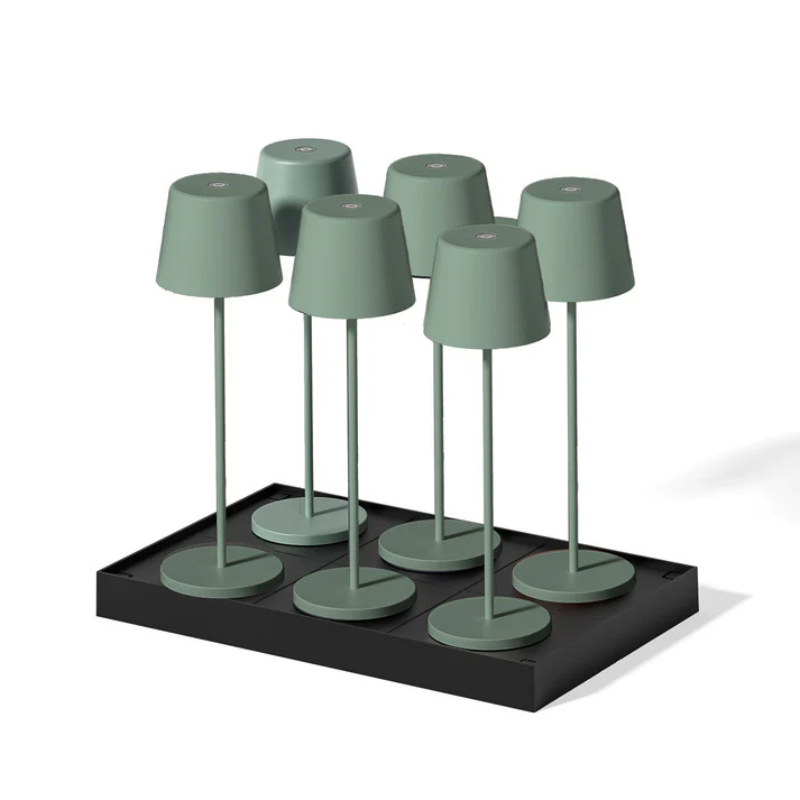 Lampe de Table Touch LED Kelly Olive avec Plateau de Chargement - Lot de 6 - Lumisky Lampe de Table Touch LED Kelly Olive avec Plateau de Chargement - Lot de 6 - Lumisky