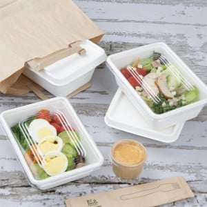 Komposteeritavad bagassist toidukonteinerid 650 ml - Komplekt 100 - Gastronoble