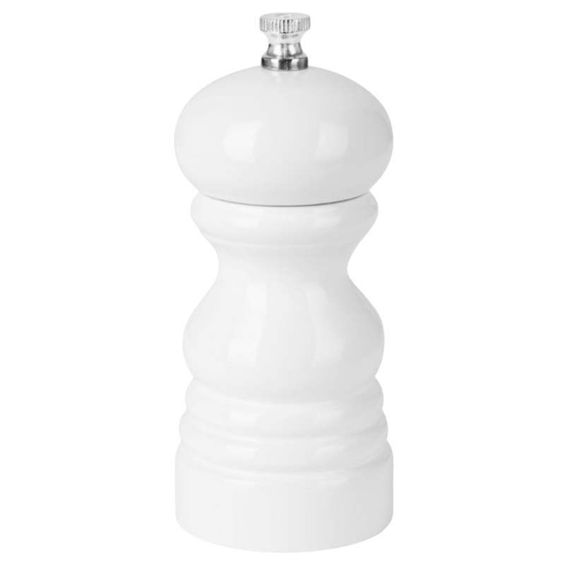 Valge puidust soola- või pipraveski - 125 mm
