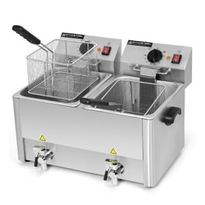 Professionaalne fritüür 2 x 8 L äravooluga - Dynasteel