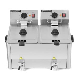 Professionaalne fritüür 2 x 8 L äravooluga - Dynasteel