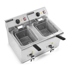 Professionaalne fritüür Premium 2 x 8 L äravooluga - Dynasteel