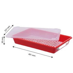 Bac Flat 8L Haccp Red + Lid + Grid - Gilac