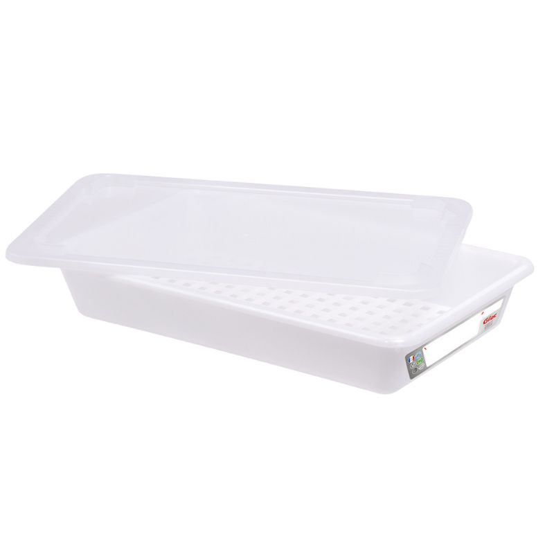 Bac Plat HACCP avec Couvercle et Grille - 5 L - Blanc - Gilac