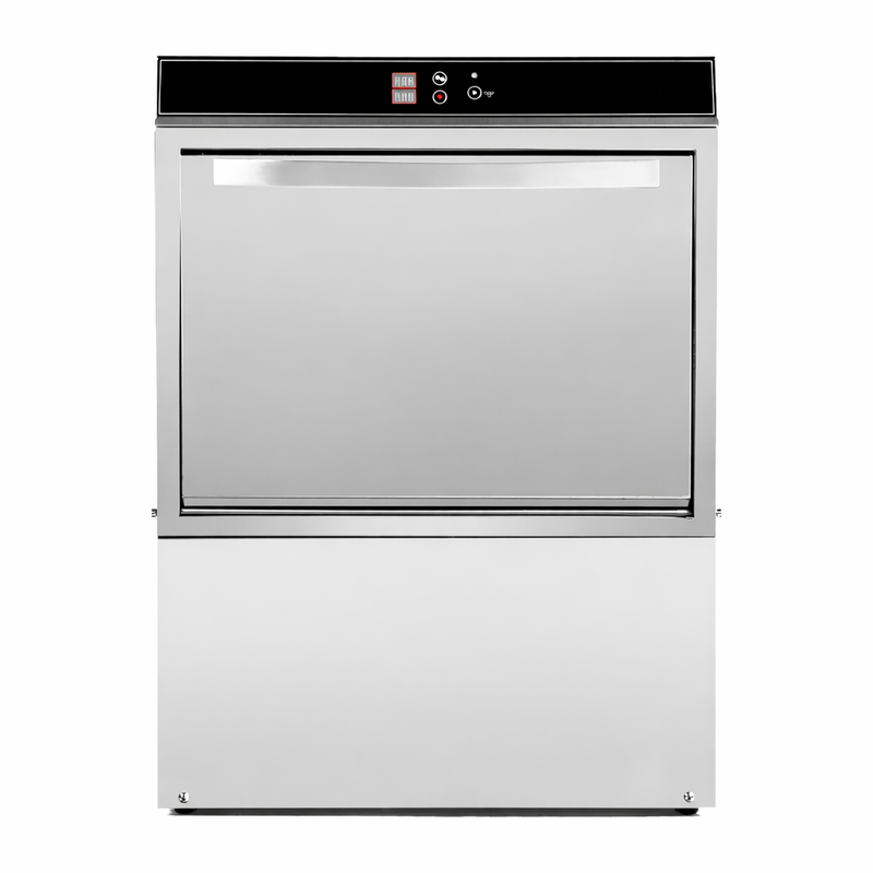 Lave-Vaisselle Professionnel avec Doseur de Liquide de Rinçage et Détergent et Pompe de Vidange - 50 x 50 cm - Dynasteel