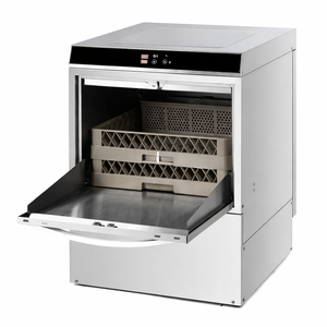 Lave-Vaisselle Professionnel avec Doseur de Liquide de Rinçage et Détergent et Pompe de Vidange - 50 x 50 cm - Dynasteel