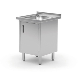 Keevitusega kraanikausilaud kapiga - L 600 x P 700 mm - HENDI