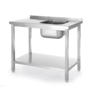 Plonge 1 Bac vasakul Kitchen Line riiuliga - S 600 x L 1000 mm - HENDI
