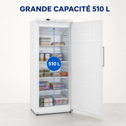 510 L Ventileeritud Sügavkülmik -18/-22°C Valge