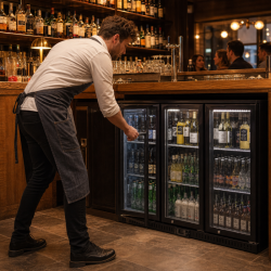 Refrigerated Back Bar 328 L 3 Glass Doors Black