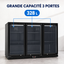 Refrigerated Back Bar 328 L 3 Glass Doors Black