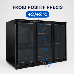 Refrigerated Back Bar 328 L 3 Glass Doors Black