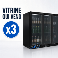 Refrigerated Back Bar 328 L 3 Glass Doors Black