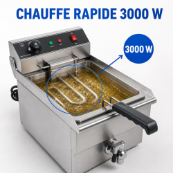 Professionaalne fritüür 13 L 3000 W äravooluga - Roostevaba teras