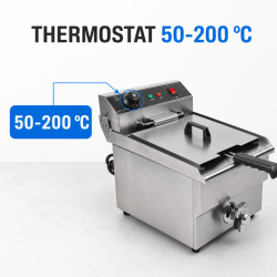 Professionaalne fritüür 13 L 3000 W äravooluga - Roostevaba teras