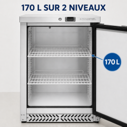 Roostevabast terasest negatiivne külmkapp 170 L -18°C tööpinna all