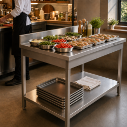 Roostevabast terasest laud 1000x600 mm tagaseina ja alumise riiuliga