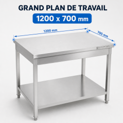 Inoxlaud 1200x700 mm alumise riiuliga — Pro CHR