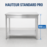 Inoxlaud 1200x700 mm alumise riiuliga — Pro CHR
