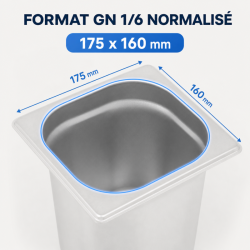 Bac Gastro GN 1/6 Inox Sügavus 200 mm - 3,4 L