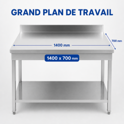 Roostevabast terasest laud 1400x700 mm tagasein ja alumine riiul