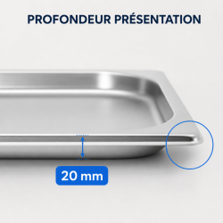 Bac Gastro GN 1/3 Inox 20 mm - Nõudepesumasinaga ühilduv