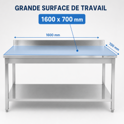 Roostevaba teraslaud 1600x700 mm tagasein ja alumine riiul