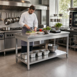 Inoxlaud 1600 x 600 mm alumise riiuliga — AISI 201