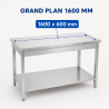 Inoxlaud 1600 x 600 mm alumise riiuliga — AISI 201