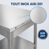 Inoxlaud 1600 x 600 mm alumise riiuliga — AISI 201