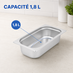 Bac Gastro GN 1/4 Inox — Sügavus 65 mm — 1,8 L
