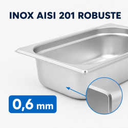 Bac Gastro GN 1/4 Inox — Sügavus 65 mm — 1,8 L