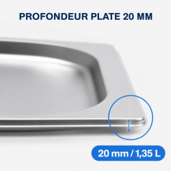 Bac Gastro GN 2/3 Inox — Sügavus 20 mm, 1,35 L