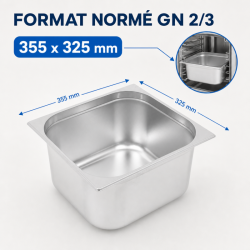 Bac Gastro GN 2/3 Inox 13 L - Profondeur 150 mm
