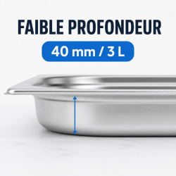 Bac Gastro GN 2/3 Inox — 40 mm, 3 L, Nõudepesumasin
