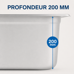 Bac Gastro GN 2/3 Inox 18 L - Sügavus 200 mm