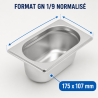 Bac Gastro GN 1/9 Inox - Sügavus 65 mm - 0,6 L