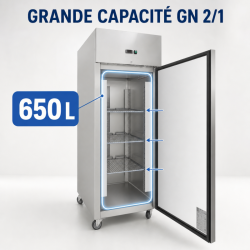 Positiivne külmkapp 650 L Roostevaba teras GN 2/1 Ventileeritud