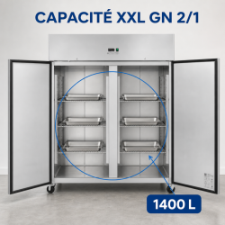 Positiivne külmkapp 1400 L Roostevaba teras GN 2/1 – 2 ust