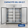 Positiivne külmkapp 1400 L Roostevaba teras GN 2/1 – 2 ust