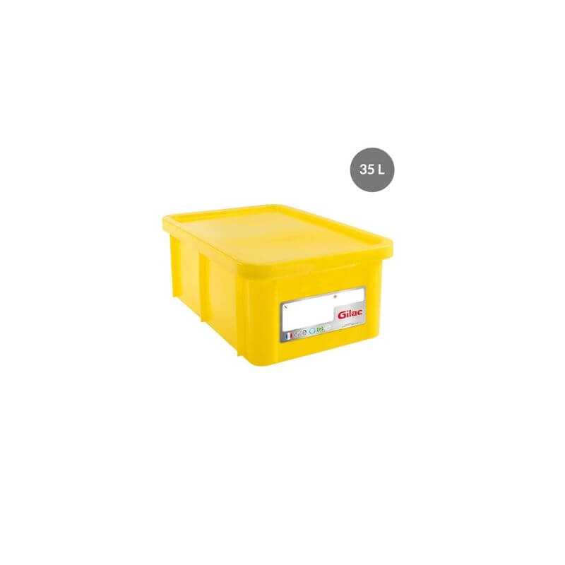 Ristkülikukujuline anum 35 L + Kollane kaas HACCP