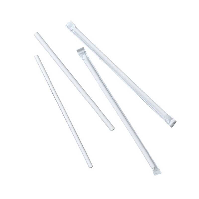White Cardboard Straw Wrapped - Ø 6 x 197 mm - Pack of 500 White Cardboard Straw Wrapped - Ø 6 x 197 mm - Pack of 500