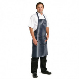 Põlle esitaskuga triibuline sinine ja valge 965 x 710 mm - Whites Chefs Clothing - Fourniresto