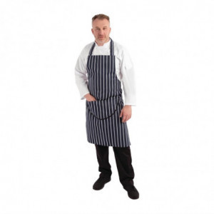 Põlle esitaskuga triibuline sinine ja valge 965 x 710 mm - Whites Chefs Clothing - Fourniresto