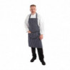 Põlle esitaskuga triibuline sinine ja valge 965 x 710 mm - Whites Chefs Clothing - Fourniresto