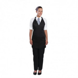 Musta polüester-puuvillane Tuxedo põlle esilukuga 698 x 838 mm - Chef Works - Fourniresto