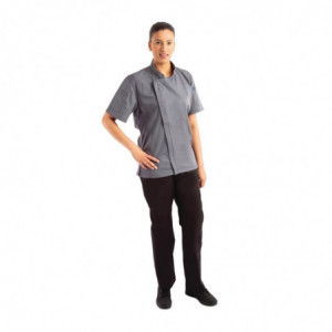 Veste de Cuisine Mixte à Manches Courtes à Fermeture Eclair Bleu Encre - Taille S - Chef Works - Fourniresto