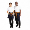 Serveerija teksariietest sinine esiliist koos ooker vööga puuvillast 700 x 430 mm - Whites Chefs Clothing - Fourniresto