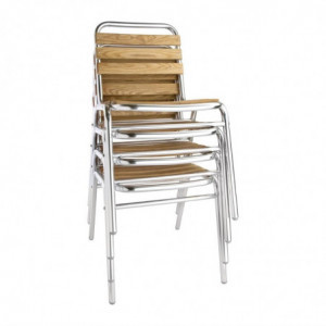 Ash and aluminum bistro chairs - Set of 4 - Bolero - Fourniresto