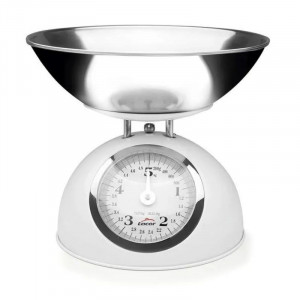 Balance Mécanique Rétro Blanche Avec Plateau En Inox - Portée 5 Kg  - Lacor